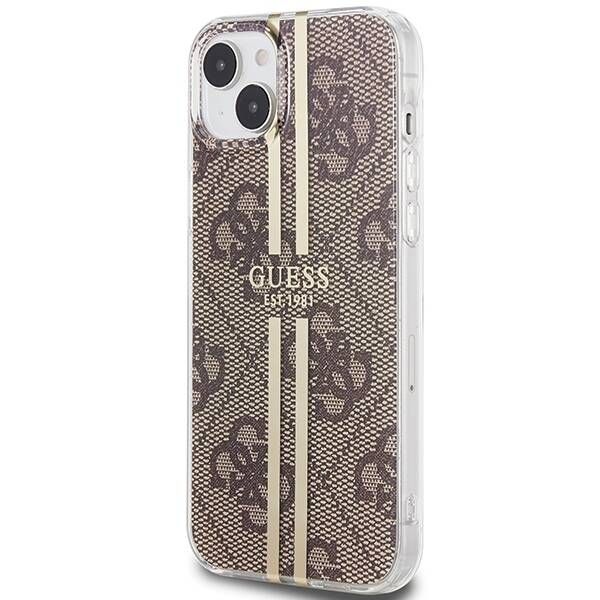 Coque Guess iPhone 15 Plus/14 Plus 6.7" brown hardcase IML 4G Gold Stripe