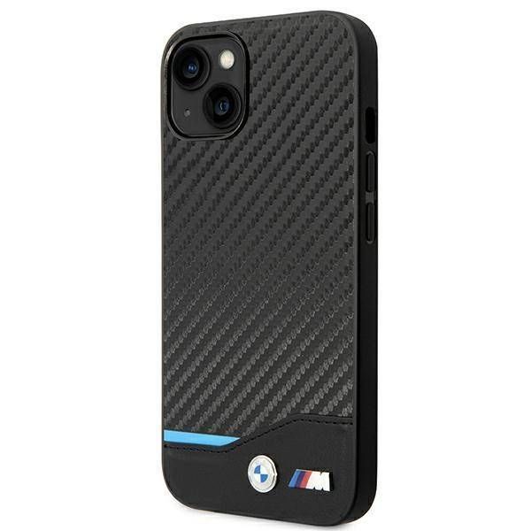 Coque BMW iPhone 14 Plus/15 Plus 6,7" black Leather Carbon