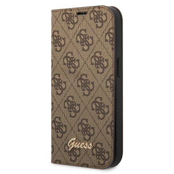 Coque Guess iPhone 14 Plus/15 Plus  6.7" brown book 4G Vintage Gold Logo