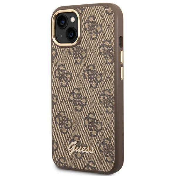 Coque Guess iPhone 14 Plus/15 Plus 6.7" brown hard case 4G Vintage Gold Logo