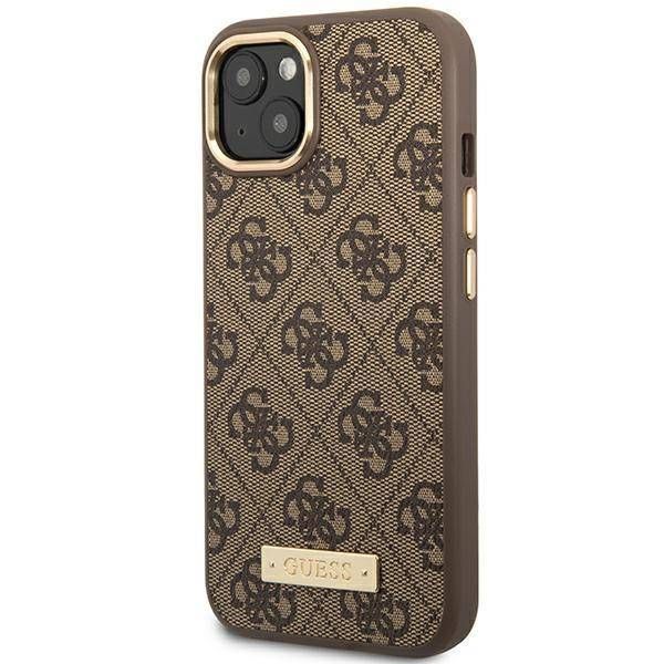 Coque Guess iPhone 14 Plus/15 Plus 6.7" brown hard case 4G Logo Plate MagSafe
