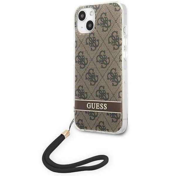 Coque Guess iPhone 14 Plus/15 Plus 6.7" brown hardcase 4G Print Strap