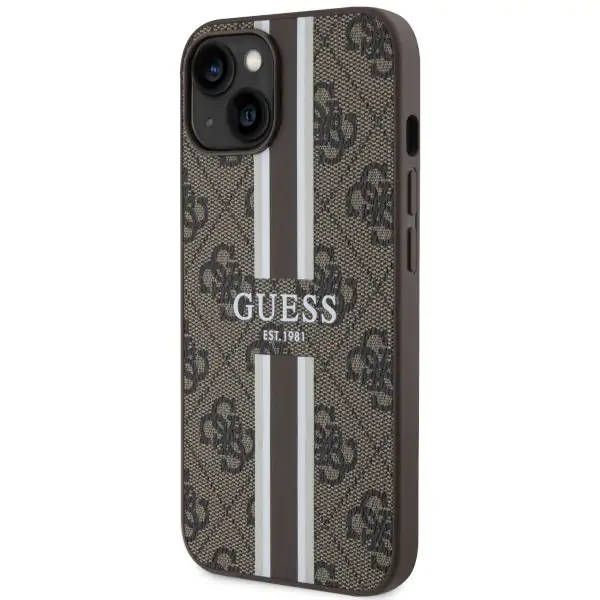Coque Guess iPhone 14 Plus/15 Plus 6.7" brown hardcase 4G Printed Stripes MagSafe