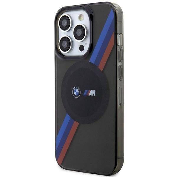 Coque BMW iPhone 14 Pro 6.1" grey Tricolor Stripes MagSafe