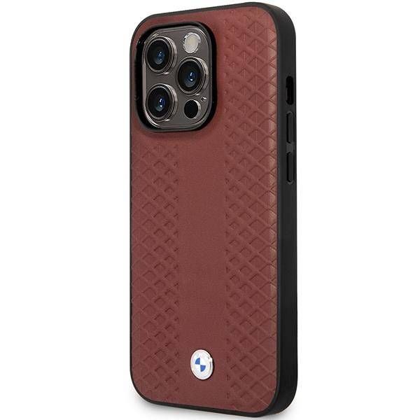 Coque BMW iPhone 14 Pro 6,1" burgundy Leather Diamond Pattern