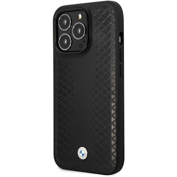 Coque BMW iPhone 14 Pro 6,1" black Leather Diamond Pattern MagSafe