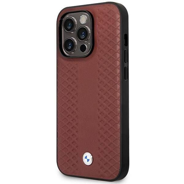 Coque BMW iPhone 14 Pro 6,1" burgundy Leather Diamond Pattern MagSafe