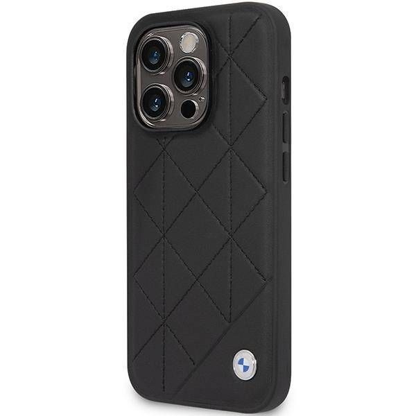 Coque BMW  iPhone 14 Pro 6,1" black Leather Quilted