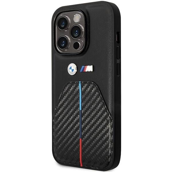 Coque BMW iPhone 14 Pro 6.1" black Stamped Tricolor Stripe