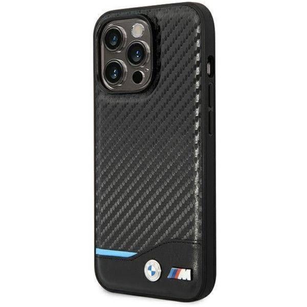Coque BMW iPhone 14 Pro Max 6,7" black Leather Carbon