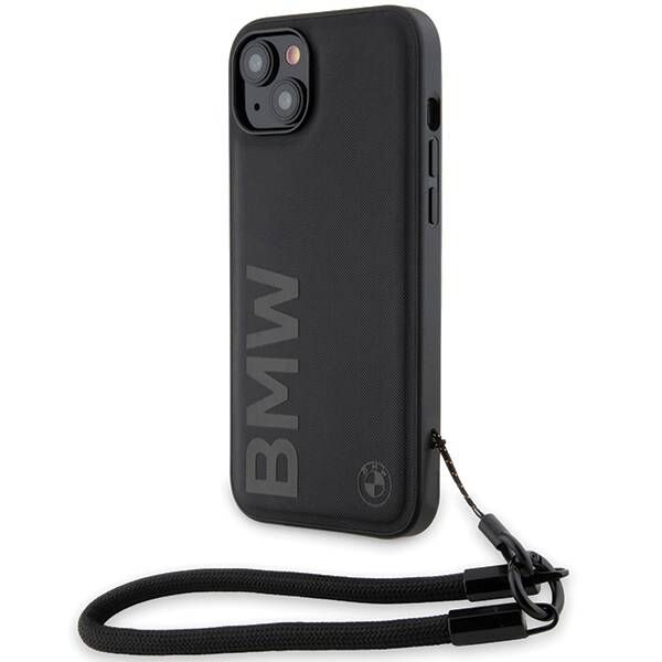 Coque BMW iPhone 15 Plus/14 Plus 6.7" black hardcase Signature Leather Wordmark Cord