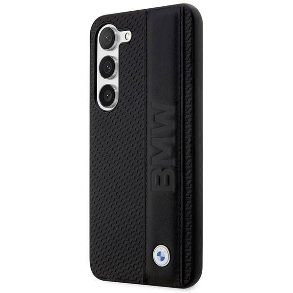 Coque BMW Samsung Galaxy S23+ S916 black hardcase Leather Textured & Stripe