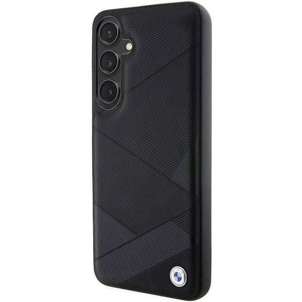Coque BMW Samsung Galaxy S24+ S926 black hardcase Signature Leather Crossing Lines Pattern