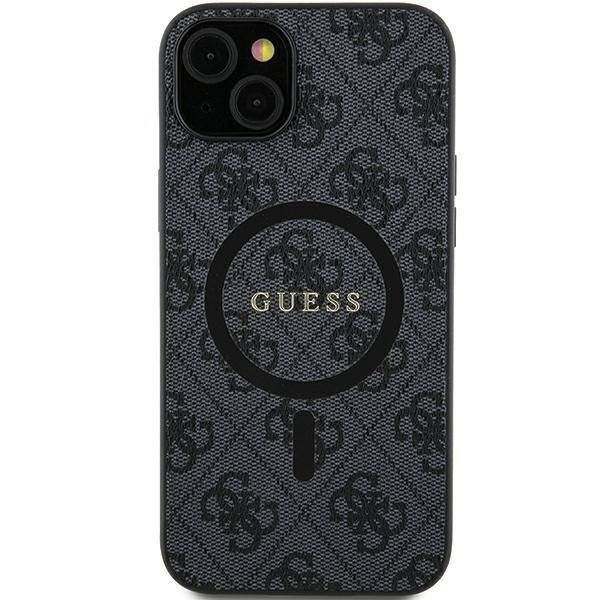 Coque Guess Samsung Galaxy S24+ black hardcase 4G Collection Leather Metal Logo MagSafe