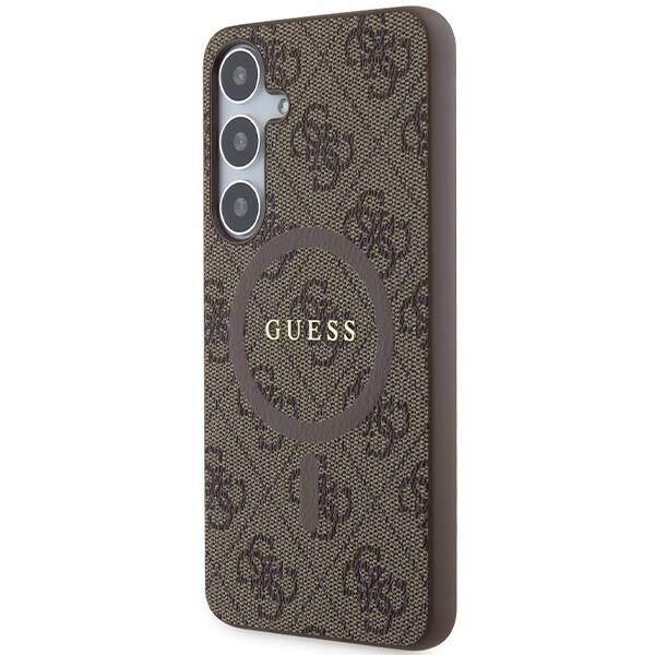 Coque Guess Samsung Galaxy S24+ S926 brown hardcase 4G Collection Leather Metal Logo MagSafe