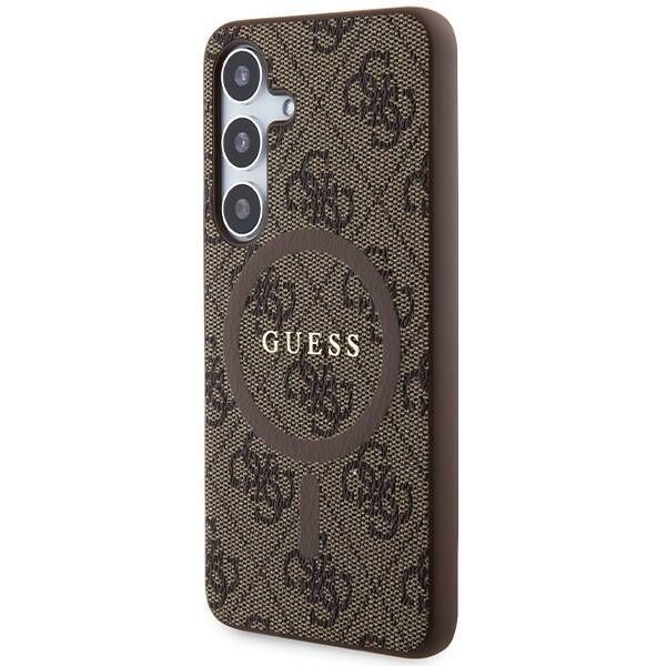 Coque Guess Samsung Galaxy S24 S921 brown hardcase 4G Collection Leather Metal Logo MagSafe