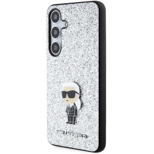 Coque Karl Lagerfeld KLHCS24MGCNPSG Samsung Galaxy S24+ S926 silver hardcase Fixed Glitter Ikonik Logo Metal Pin