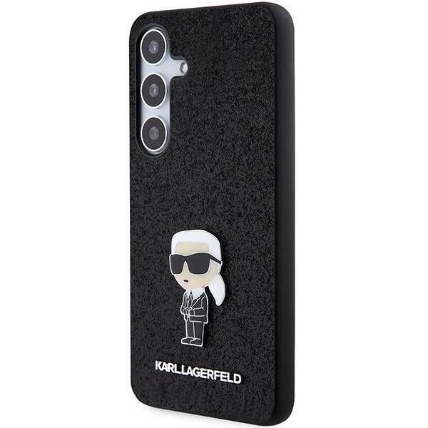 Coque Karl Lagerfeld KLHCS24MGKNPSK Samsung Galaxy S24+ S926 black hardcase Fixed Glitter Ikonik Logo Metal Pin