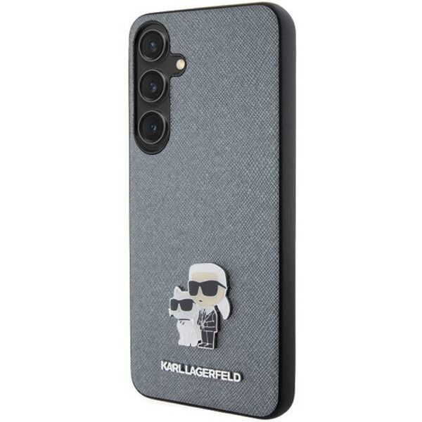 Coque Karl Lagerfeld KLHCS24MPSAKCMPG Samsung Galaxy S24+ S926 hardcase grey Saffiano Karl & Choupette Metal Pin