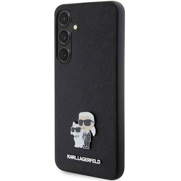 Coque Karl Lagerfeld KLHCS24SPSAKCMPG Samsung Galaxy S24 S921 hardcase black Saffiano Karl & Choupette Metal Pin