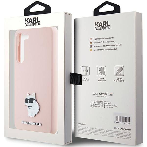 Coque Karl Lagerfeld KLHCS24MSMHCNPP Samsung Galaxy S24+ S926 pink Silicone Choupette Metal Pin