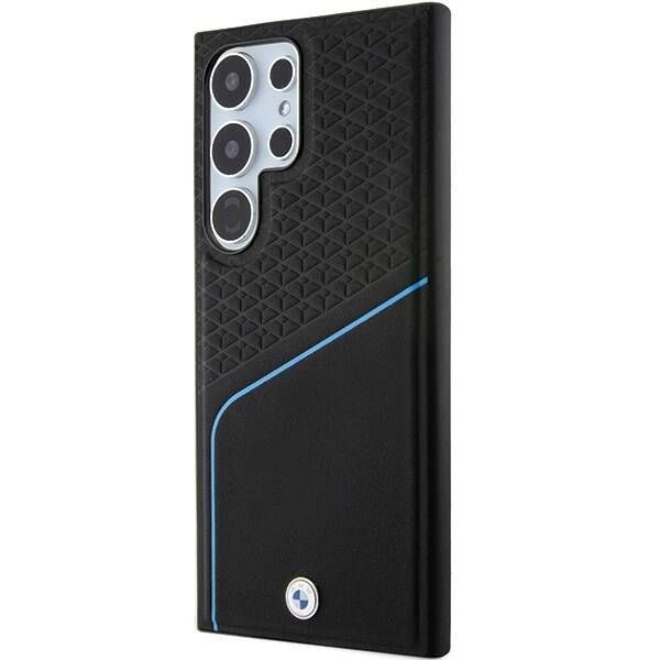 Coque BMW Samsung Galaxy S24 Ultra S928 black hardcase Signature Leather Textured & Line MagSafe