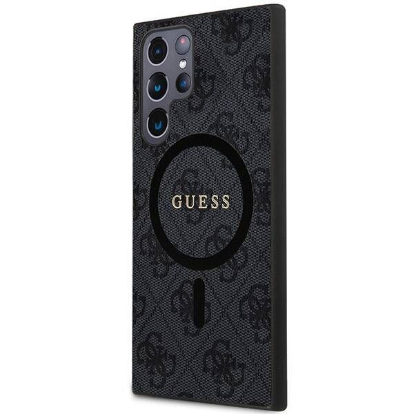 Coque Guess Samsung Galaxy S24 Ultra S928 black hardcase 4G Collection Leather Metal Logo MagSafe