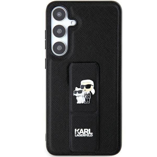 Coque Karl Lagerfeld KLHCS24LGSAKCPK Samsung Galaxy S24 Ultra S928 black hardcase Gripstand Saffiano Karl&Choupette Pins