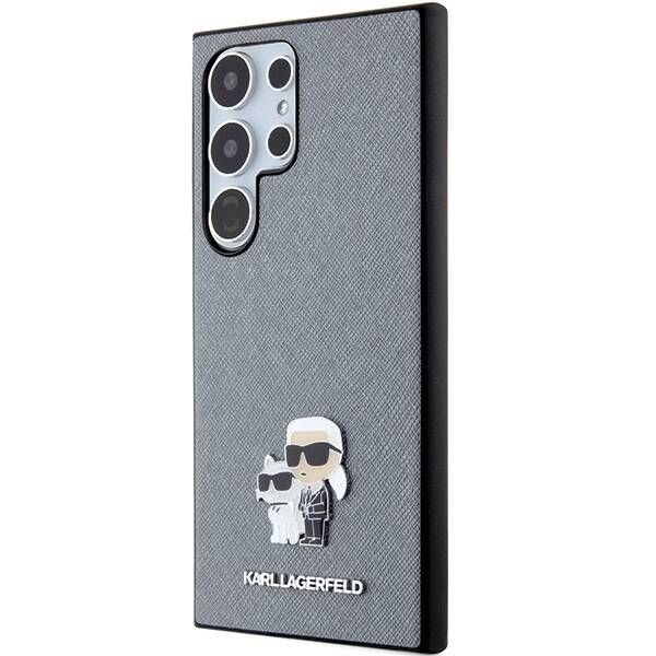Coque Karl Lagerfeld KLHCS24LPSAKCMPG Samsung Galaxy S24 Ultra S928 hardcase grey Saffiano Karl & Choupette Metal Pin