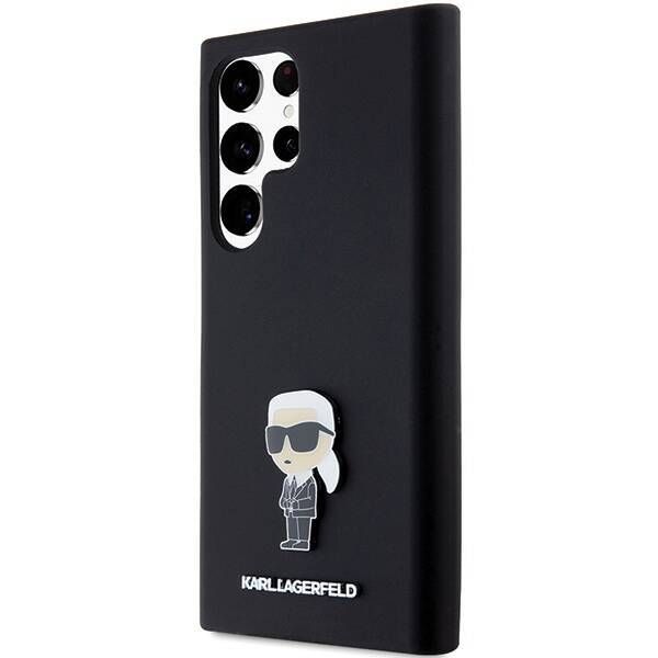 Coque Karl Lagerfeld KLHCS24LSMHKNPK Samsung Galaxy S24 Ultra S928 black Silicone Ikonik Metal Pin