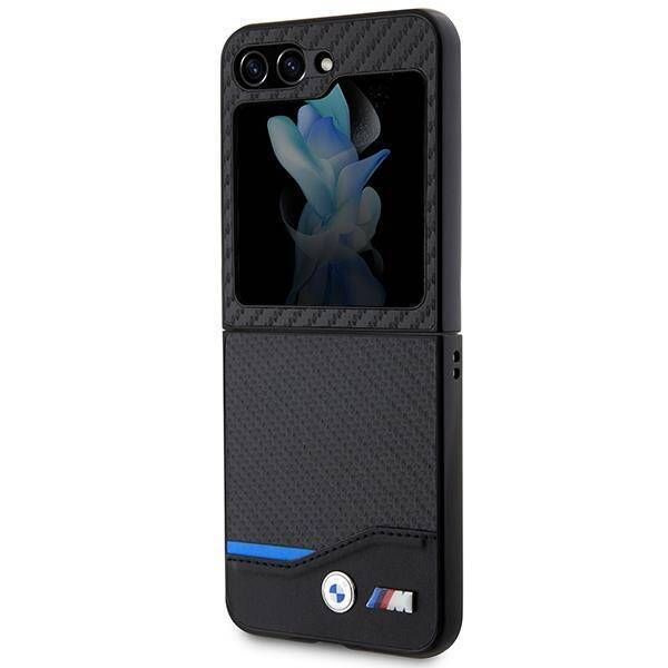 Coque BMW Samsung Z Flip5 F731 black Leather Carbon