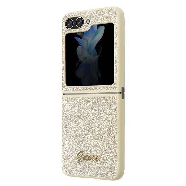 Coque Guess Samsung  Z Flip5 gold hardcase Glitter Script