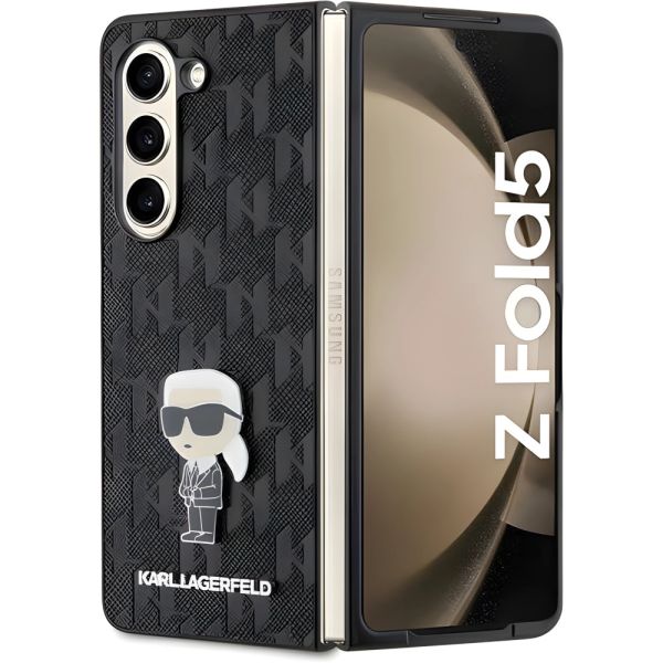 Coque Karl Lagerfeld KLHCZFD5SAPKINPK Samsung Galaxy Z Fold5 F946 hardcase black Saffiano Monogram Ikonik Pin