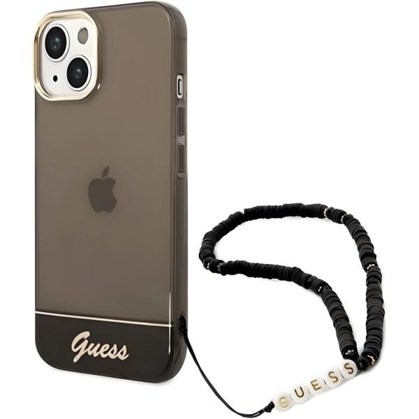 Coque Guess iPhone 14/15/13 6.1" black hardcase Translucent Pearl Strap