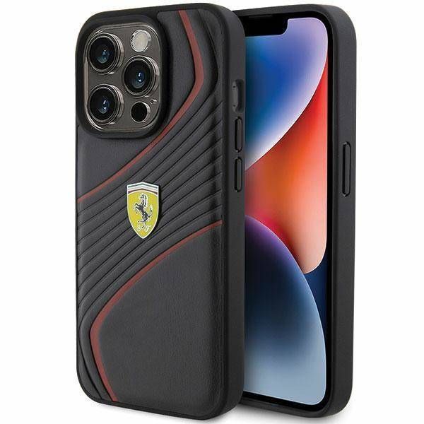 Coque Ferrari iPhone 15 Pro 6.1" black hardcase Twist Metal Logo