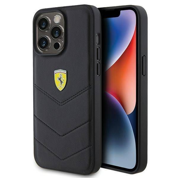 Coque Ferrari iPhone 15 Pro Max 6.7" czarny/black hardcase Quilted Metal Logo