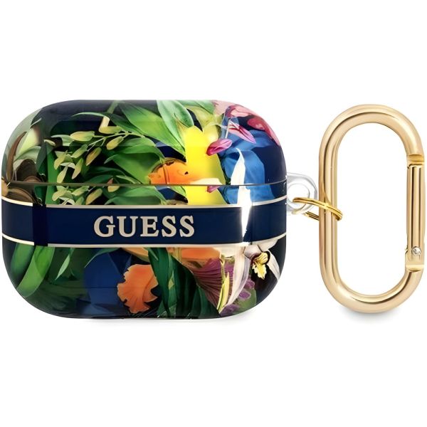 Coque Guess GUAPHHFLB AirPods Pro blue Flower Strap Collection