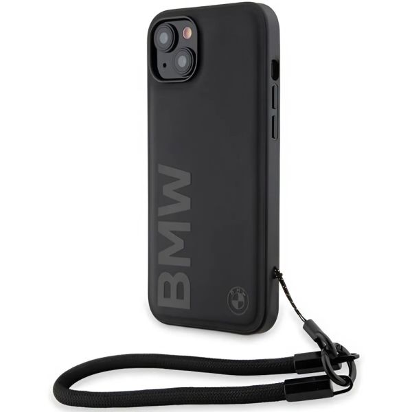 Coque BMW iPhone 15/14/13 6.1" black hardcase Signature Leather Wordmark Cord