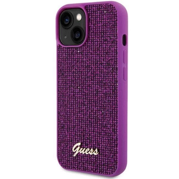 Coque Guess iPhone 15/14/13 6.1" fuschia hardcase Disco Metal Script